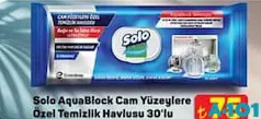 SOLO AQUABLOCK CAM YÜZEYLERE ÖZEL TEMİZLİK HAVLUSU 30'LU fiyat ve kampanya bilgisi